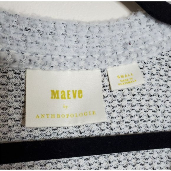 Maeve Lia Hacci Cardigan Sweater S grey open front waffle texture with raw edges - Picture 4 of 10